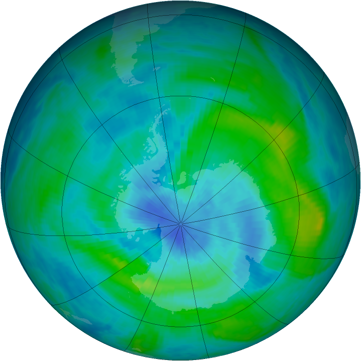 Antarctic ozone map for 14 March 1984